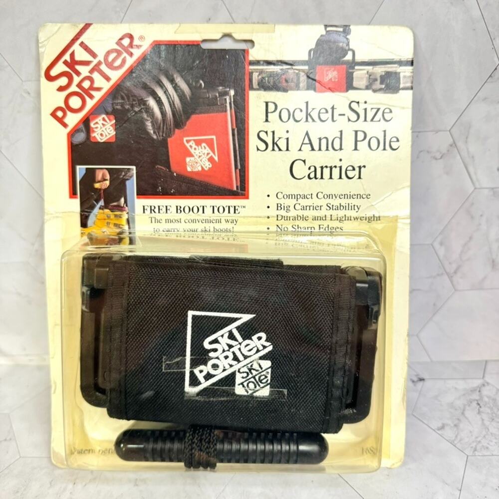 Vintage NOS Ski Tote Ski Porter Pocket Size Ski and Pole Carrier Winter Snow